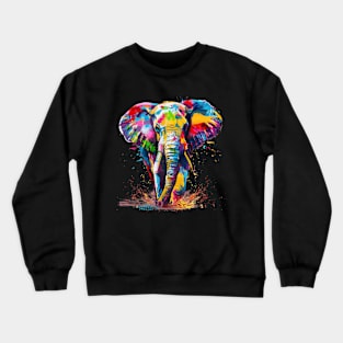Elephant Colorful Art Design for Animals Love Crewneck Sweatshirt